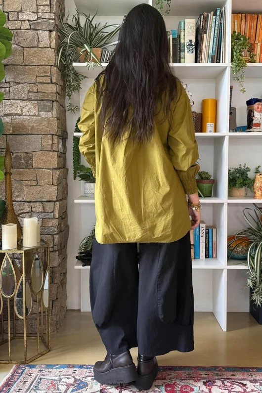 Paloma Tela Peter Pan Blouse Mucky Olive